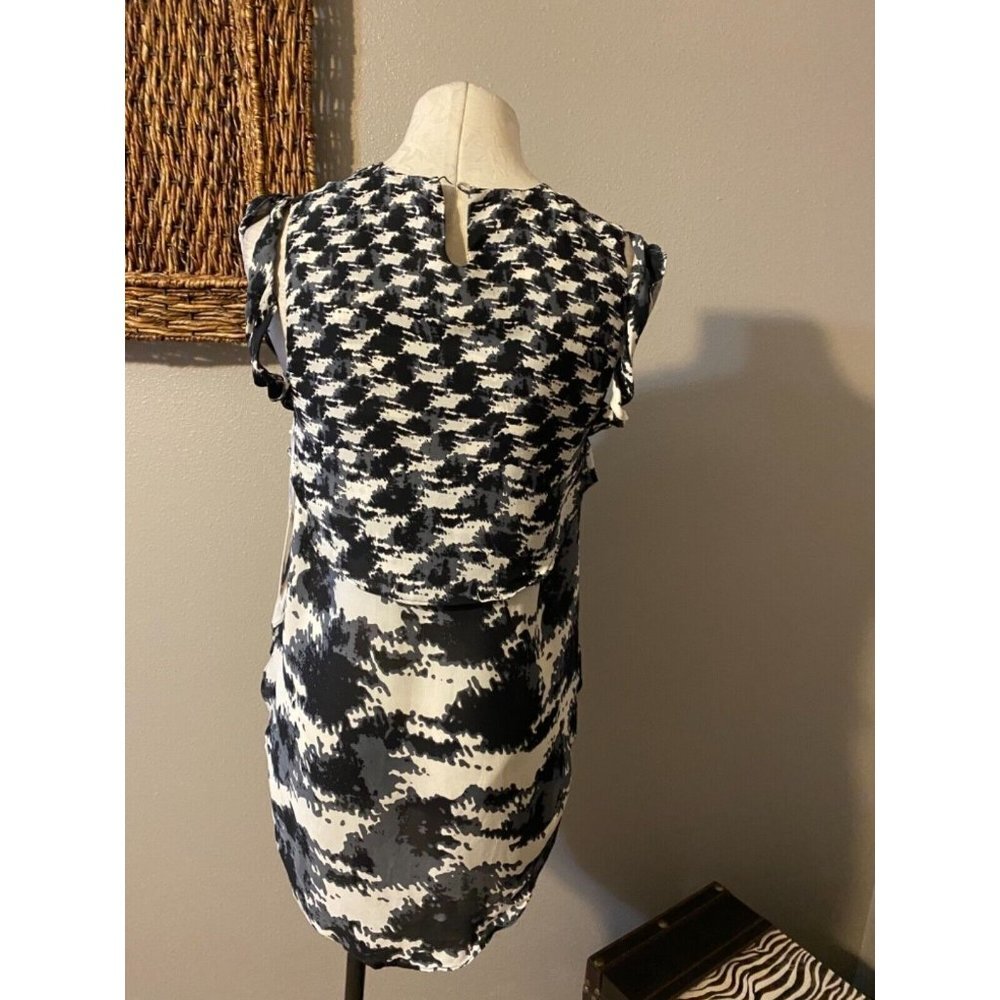 Anthropologie 2BRych Too Black Ivory 2 XS extra small Silk Houndstooth NWT - Picture 4 of 6